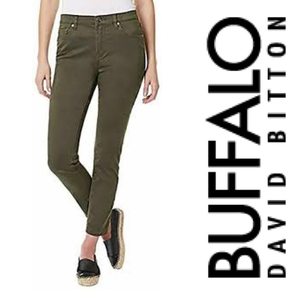 David bitton mid rise stretch skinny green…